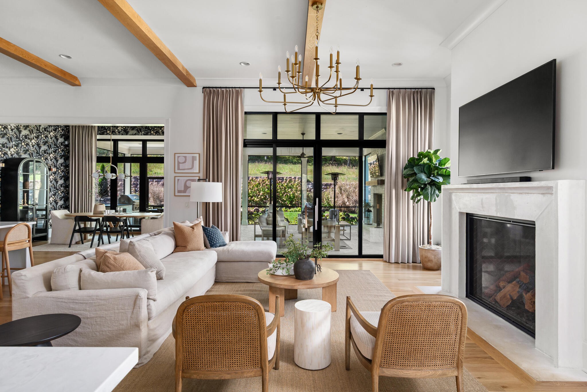 9021 Passiflora College Grove, TN 37046 - Photo 20 of 84 a living room with fireplace furniture and a flat screen tv