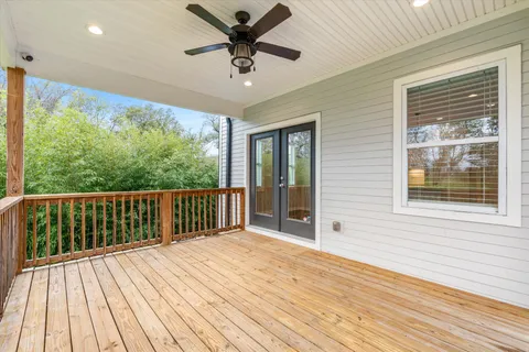 a view of balcony with wooden floor and deck