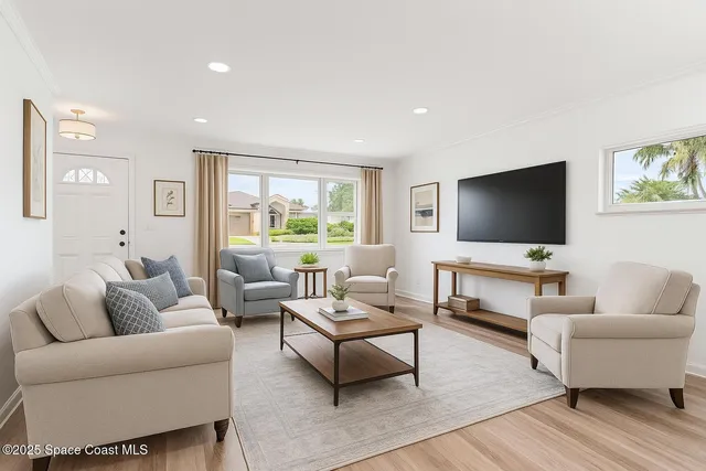 a living room with furniture and a flat screen tv
