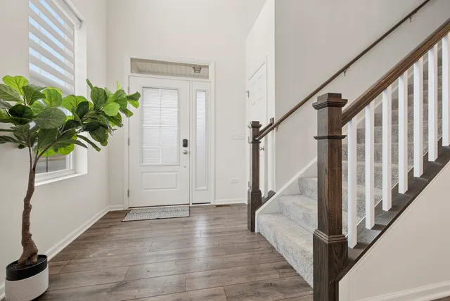 a view of entryway with wooden floor and a potted plant