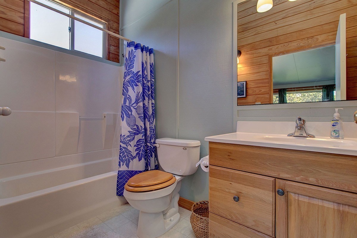 99-7721 Kilau Place Volcano, HI 96785 - Photo 19 of 26 a bathroom with a sink a toilet and shower