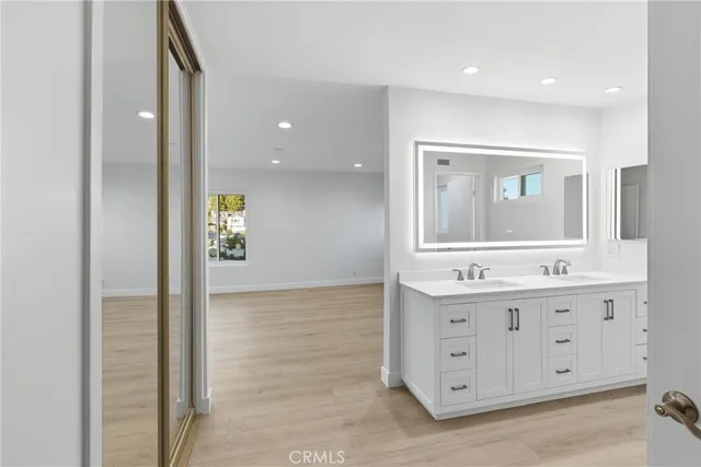 a view of a porch with wooden floor