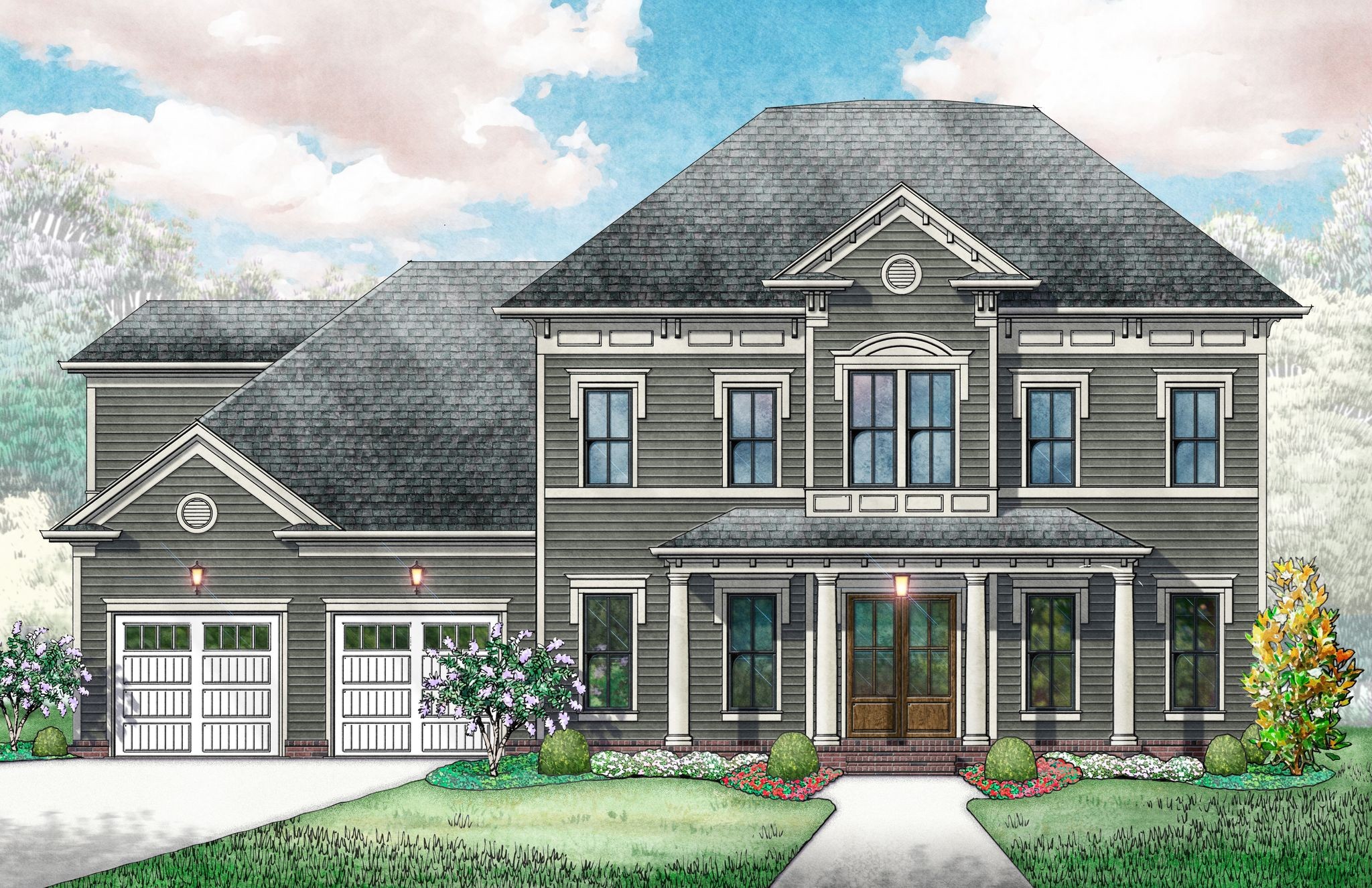 front view of a house with a yard