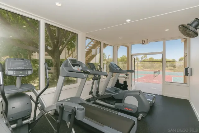 a room with gym equipment