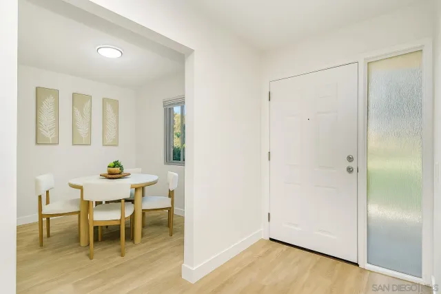 a workspace with furniture and wooden floor