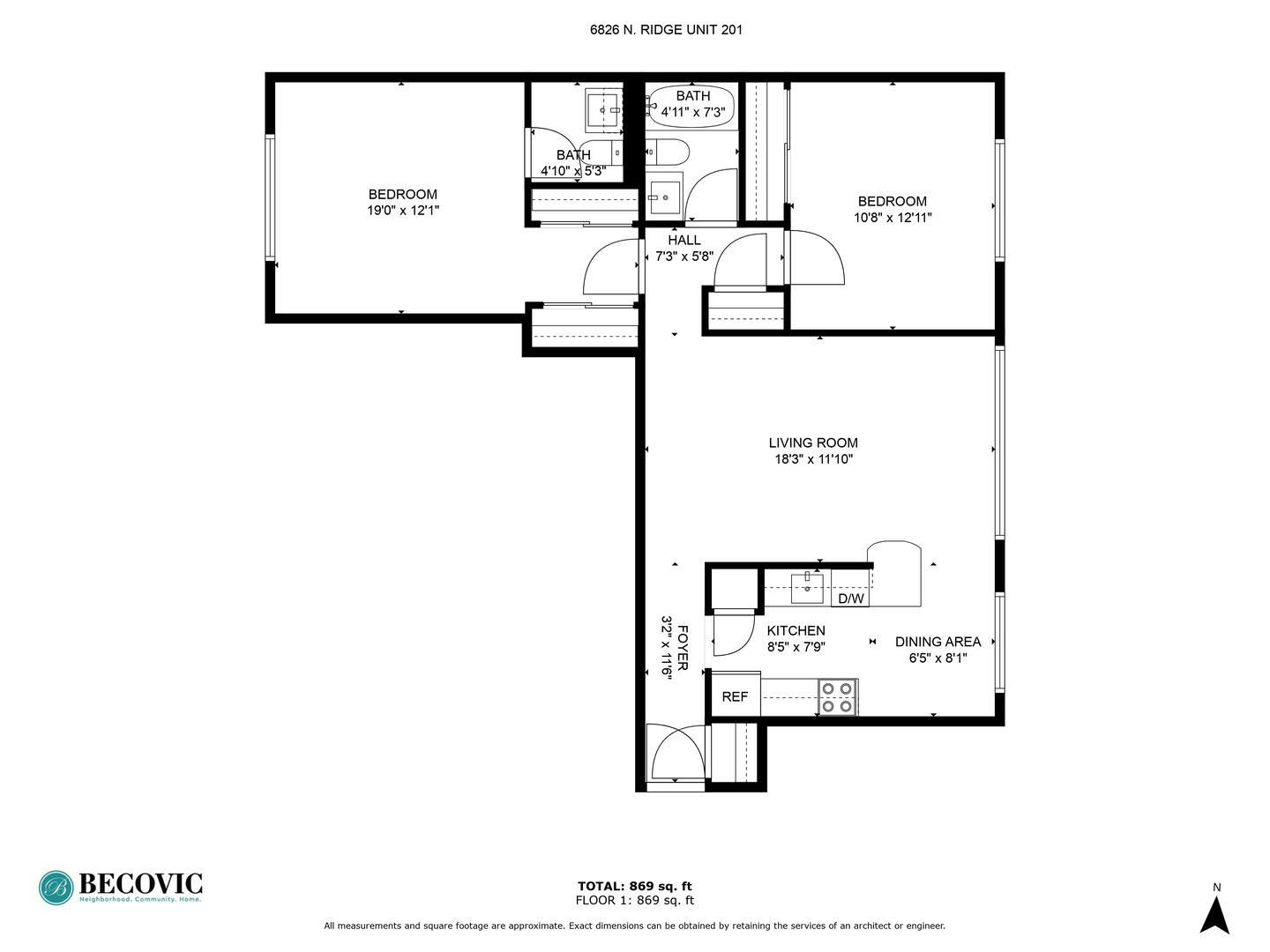 6826 North Ridge Boulevard, Unit 201 Chicago, IL 60645 - Photo 13 of 13 a picture of a floor plan