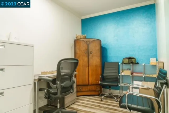 an aerial view of a house with outdoor space