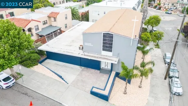 an aerial view of a house with wooden floor