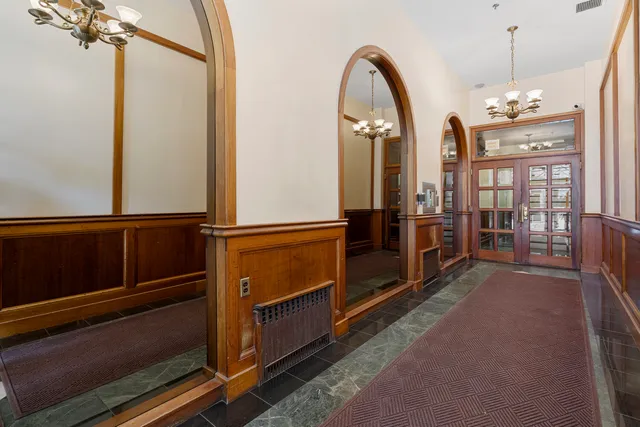 a view of a room with shelves