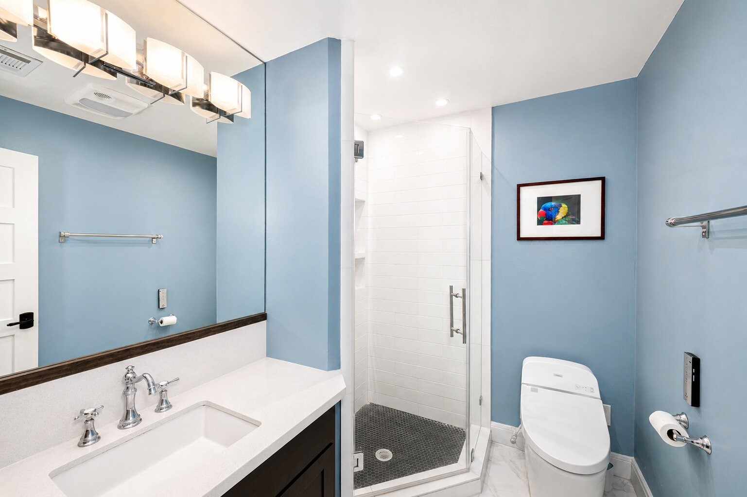 201 Vanderpool Lane, Unit 130 Houston, TX 77024 - Photo 18 of 41 The 1st-floor bathroom is conveniently located near the main living areas and between both 1st-floor bedrooms. The bathroom includes a TOTO high-efficiency toilet with adjustable bidet and heated seat.