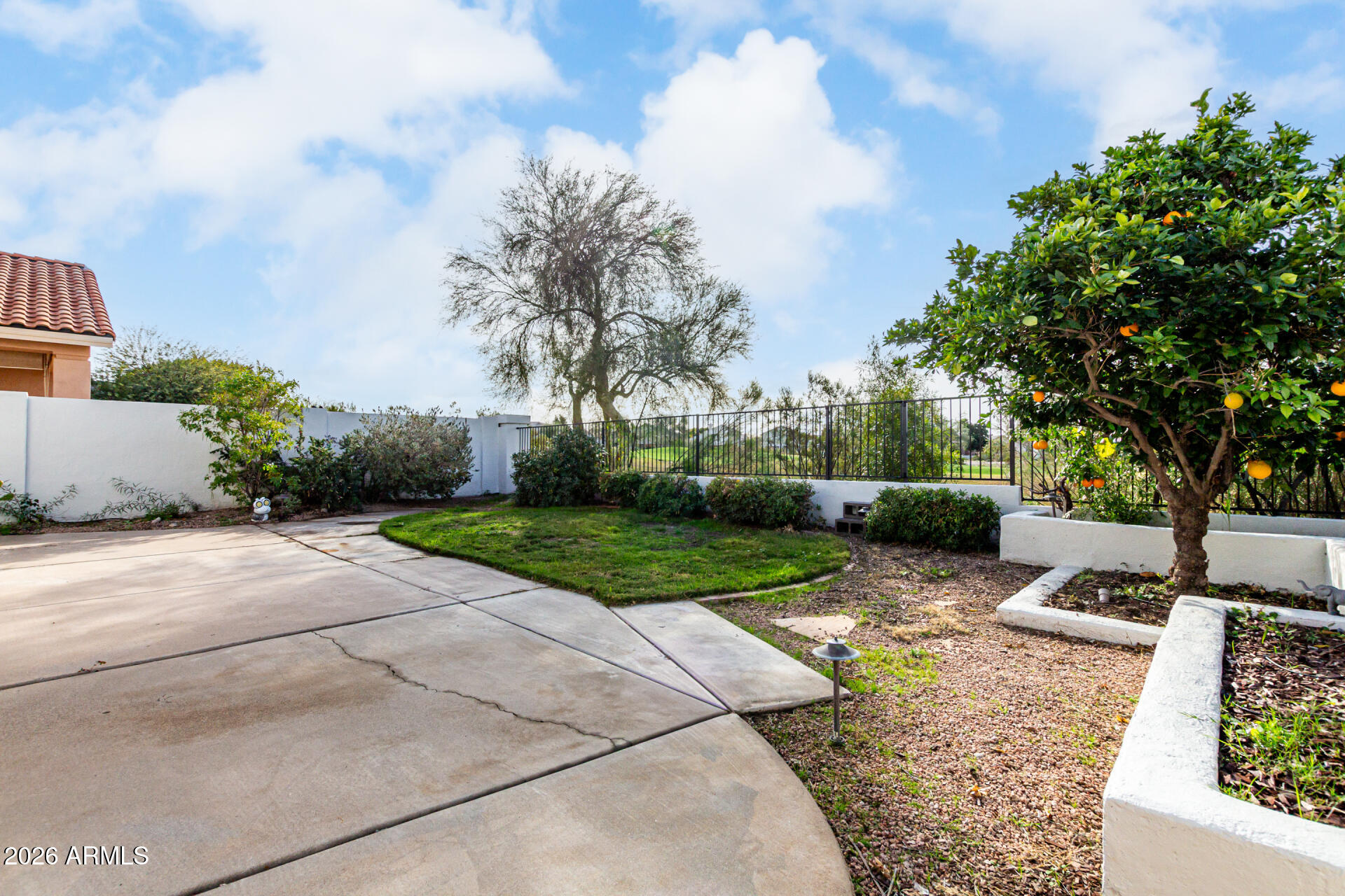6455 East Raftriver Street Mesa, AZ 85215 - Photo 34 of 36 a view of backyard with outdoor seating and green space