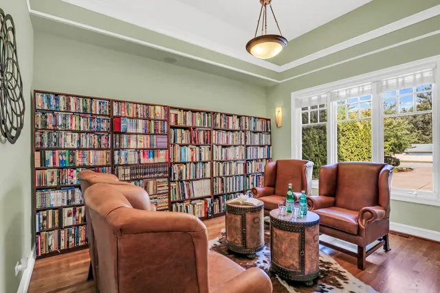 a living room with furniture a rug potted plant and a window