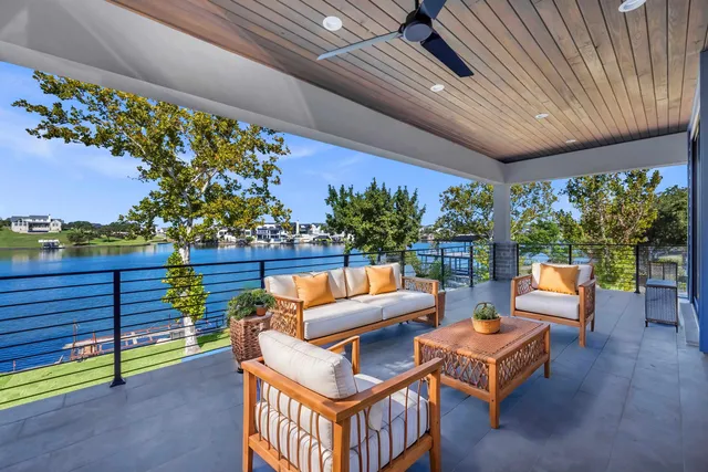 a outdoor living space with patio furniture and a potted plant