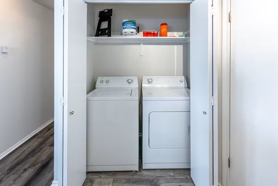 2304 Smith Branch Boulevard, Unit A Georgetown, TX 78626 - Photo 12 of 26 a utility room with dryer and washer