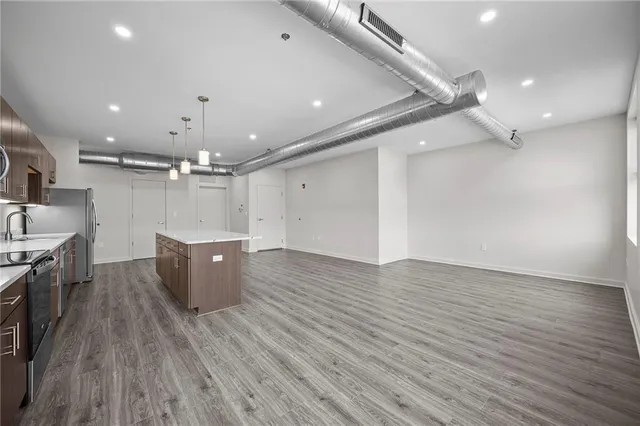 a view of kitchen and natural light