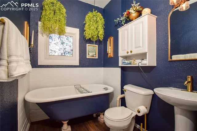 a bathroom with a toilet a sink and a mirror