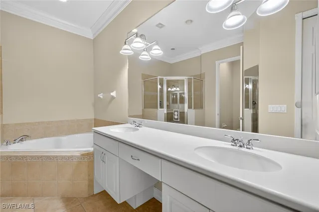 a bathroom with a sink a large mirror and a bathtub
