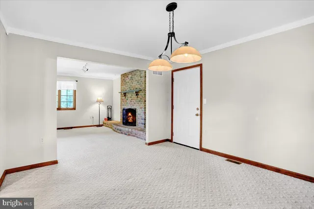 a view of a livingroom with a chandelier