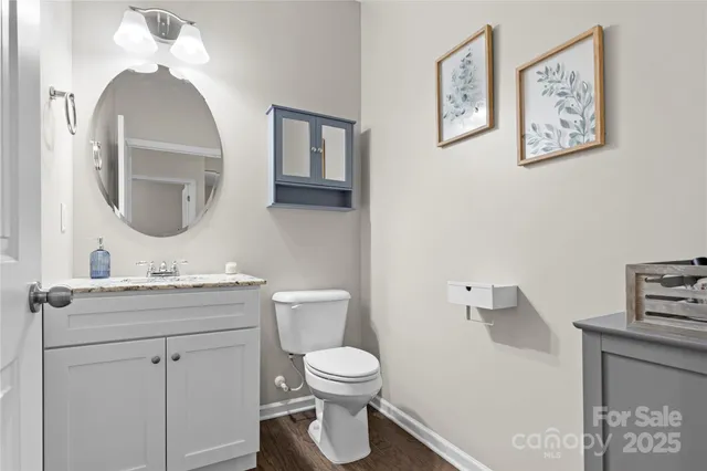 a bathroom with a toilet a sink and mirror