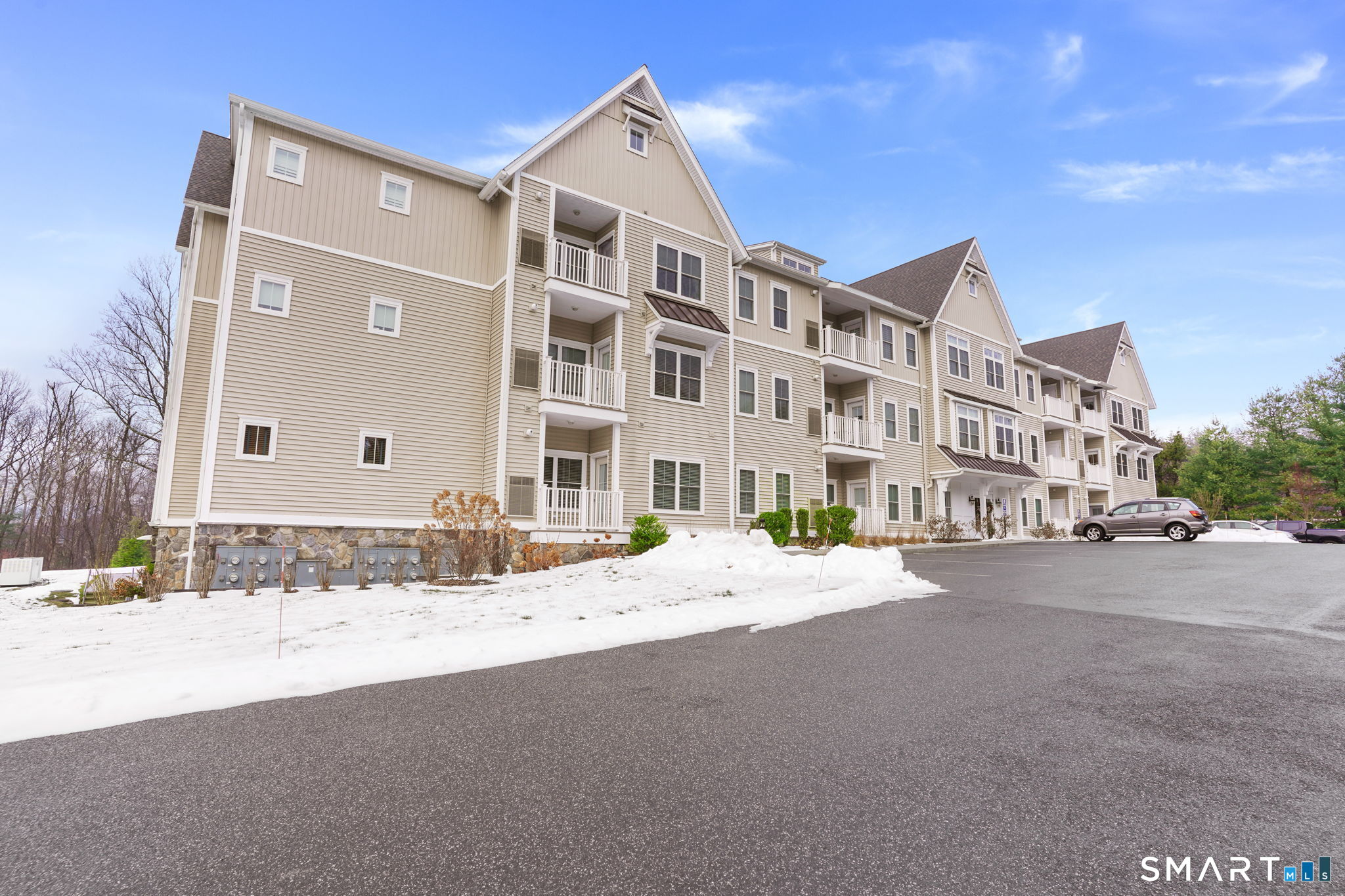 a front view of a building