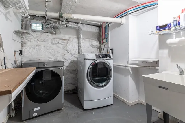 a utility room with a washer and dryer