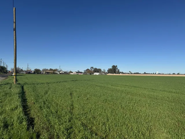 a view of a field with sitting area