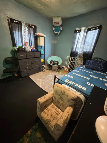 a living room with furniture rug and window
