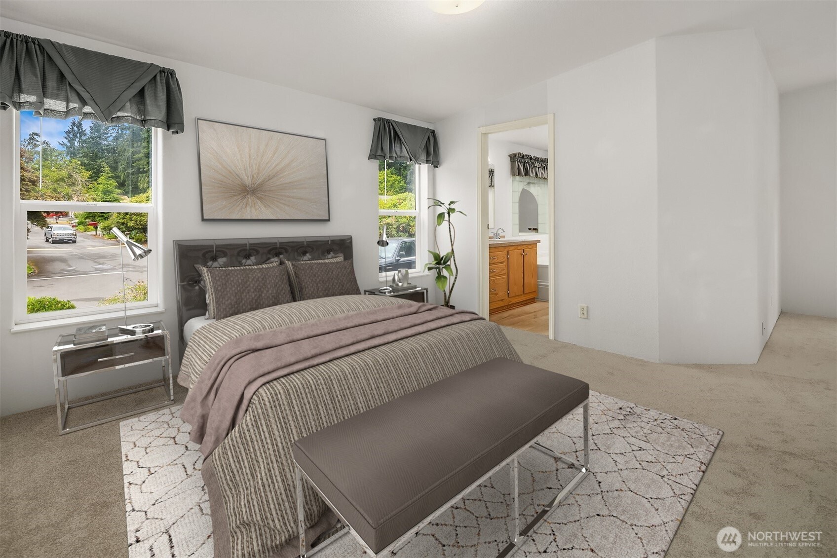 3222 206th Place Southeast Bothell, WA 98012 - Photo 12 of 32 a bedroom with a large bed and a window