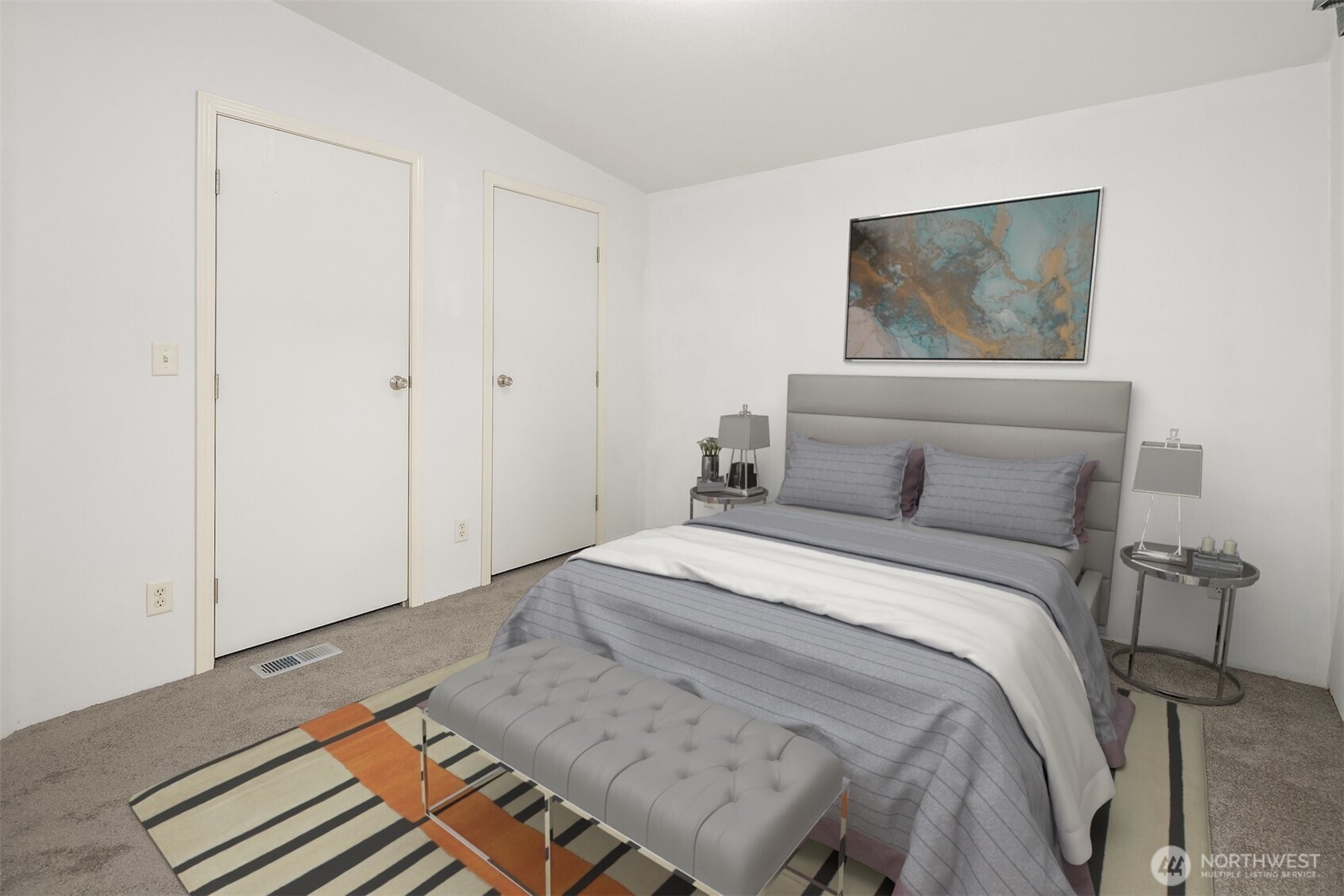 3222 206th Place Southeast Bothell, WA 98012 - Photo 21 of 32 a bedroom with a bed and a painting on the wall