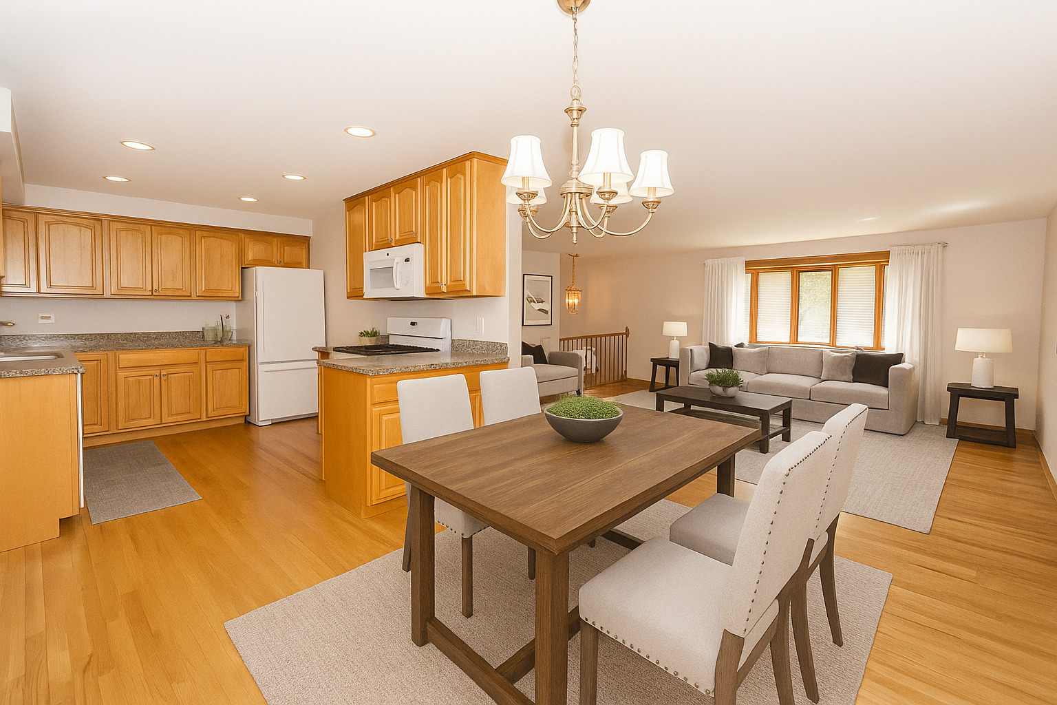1908 Capri Lane Schaumburg, IL 60193 - Photo 10 of 39 a view of a dining room with furniture a chandelier and wooden floor