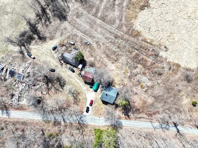 a view of a yard with a tree