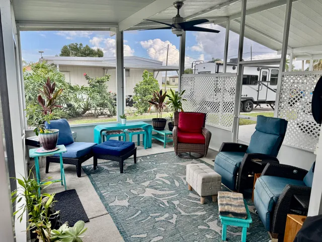 a building outdoor space with patio furniture