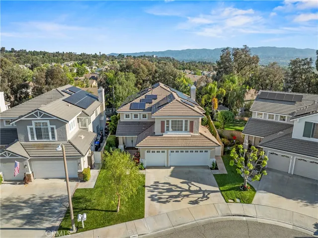 an aerial view of a house