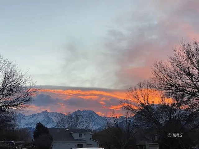 a view of a city with sunset