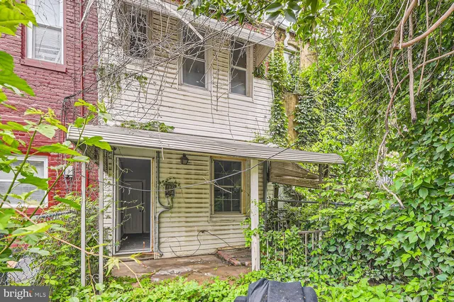 a front view of a house with plants