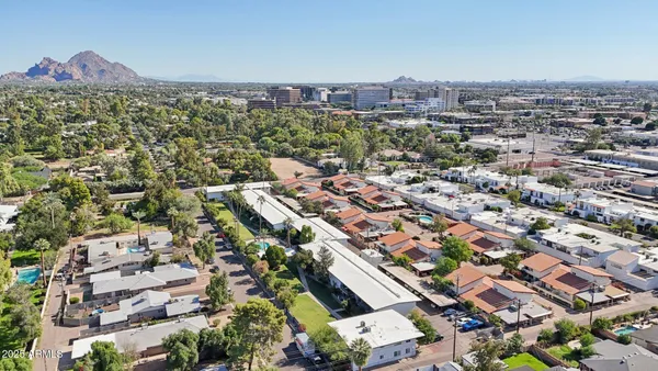 an aerial view of a city
