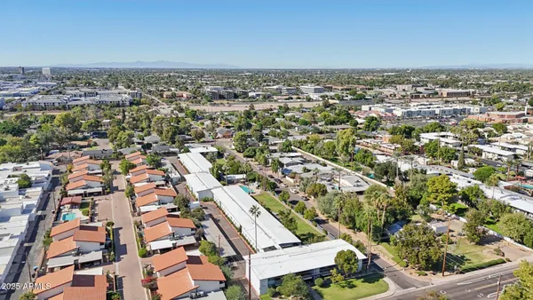 an aerial view of multiple house