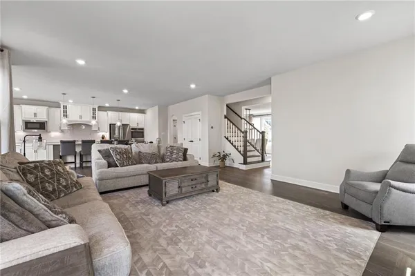 a living room with furniture and a couch