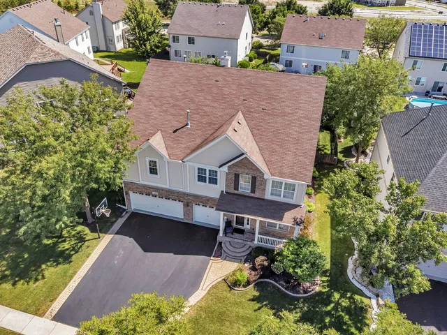 an aerial view of a house