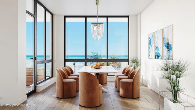 a view of kitchen with dining area