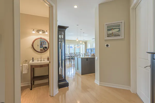 a view of a balcony with furniture