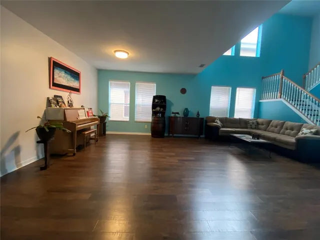 a room with a table and a window