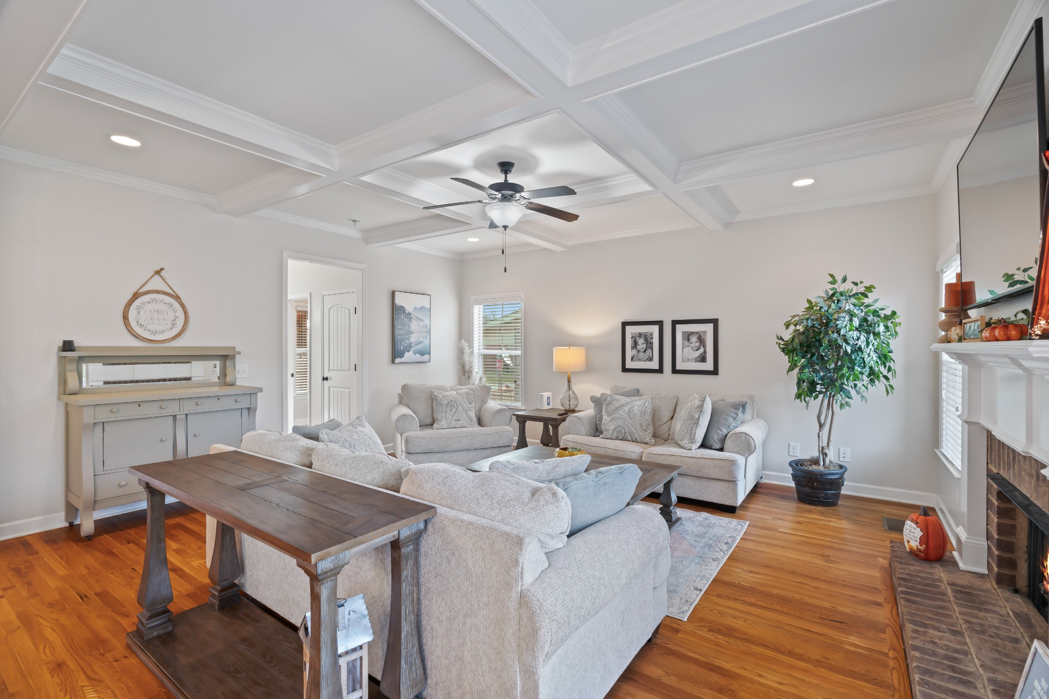 1003 Claymill Drive Spring Hill, TN 37174 - Photo 21 of 62 a living room with furniture a fireplace and a potted plant