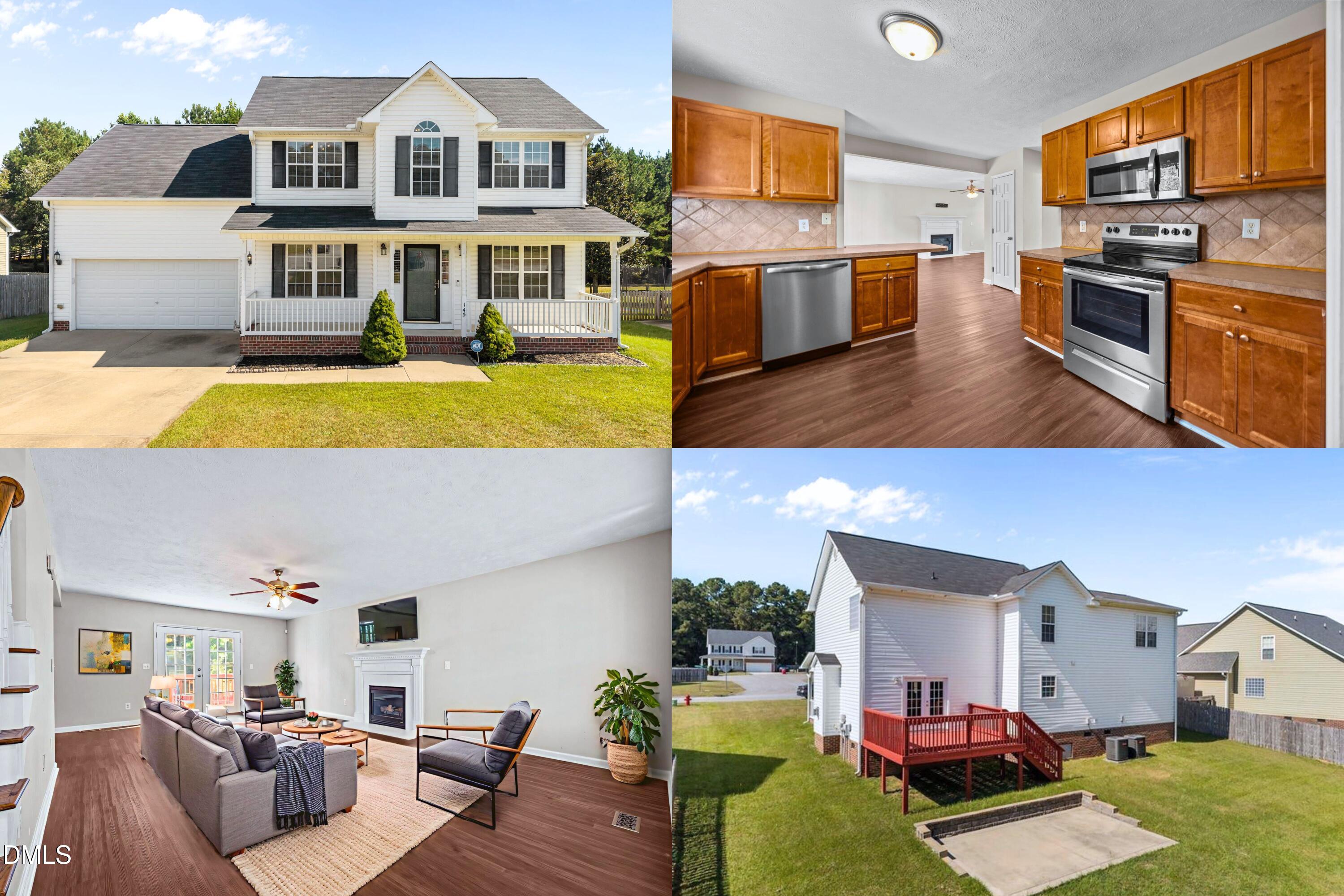 a view of living room kitchen with furniture and fireplace