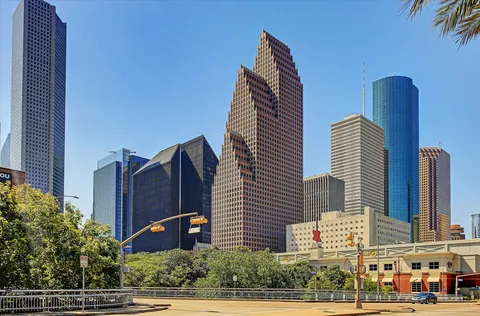 a front view of a building with street view