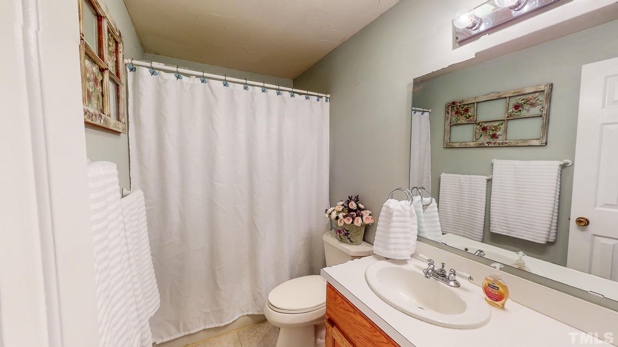 714 Lucy Garrett Road Roxboro, NC 27574 - Photo 28 of 68 a bathroom with a sink toilet and shower curtain