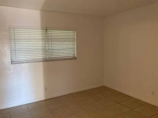 a view of a small space with a window