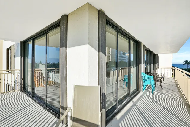 a balcony view with a outdoor space