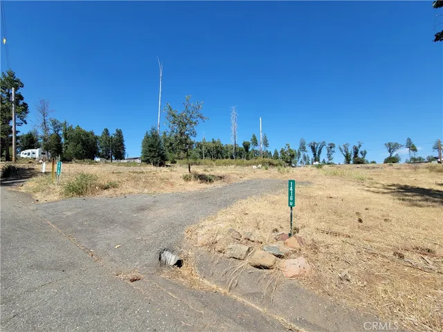 a view of empty space and tree in the background