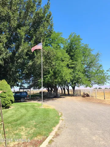a view of a park with a slide